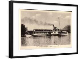 Lac D'Annecy Haute Savoie, Bateau France Quittant-null-Framed Giclee Print