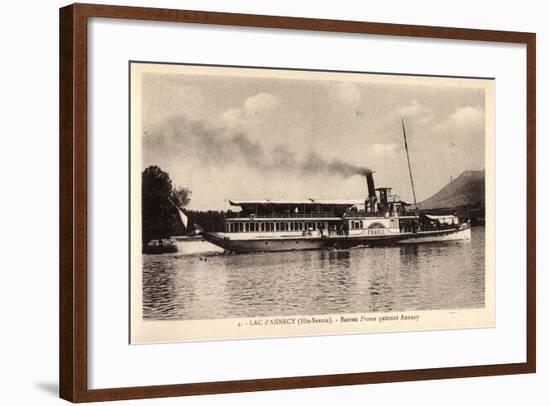 Lac D'Annecy Haute Savoie, Bateau France Quittant-null-Framed Giclee Print