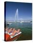 Lac Leman with Water Jet in Lake, Geneva, Switzerland-Hans Peter Merten-Stretched Canvas