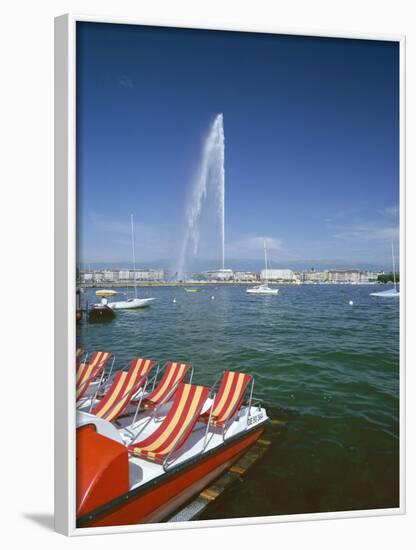 Lac Leman with Water Jet in Lake, Geneva, Switzerland-Hans Peter Merten-Framed Photographic Print