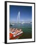 Lac Leman with Water Jet in Lake, Geneva, Switzerland-Hans Peter Merten-Framed Photographic Print