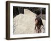 Lacandon Indian from Bonampak in Front of Mayan Stele, Mexico, North America-Robert Cundy-Framed Photographic Print