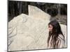 Lacandon Indian from Bonampak in Front of Mayan Stele, Mexico, North America-Robert Cundy-Mounted Photographic Print