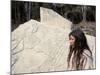 Lacandon Indian from Bonampak in Front of Mayan Stele, Mexico, North America-Robert Cundy-Mounted Photographic Print