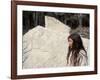 Lacandon Indian from Bonampak in Front of Mayan Stele, Mexico, North America-Robert Cundy-Framed Photographic Print