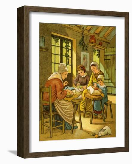Lace makers of Caen-Thomas Crane-Framed Giclee Print