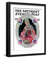 "Lace Valentine," Saturday Evening Post Cover, February 15, 1930-Elbert Mcgran Jackson-Framed Giclee Print