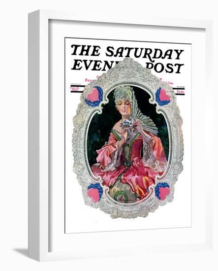 "Lace Valentine," Saturday Evening Post Cover, February 15, 1930-Elbert Mcgran Jackson-Framed Giclee Print