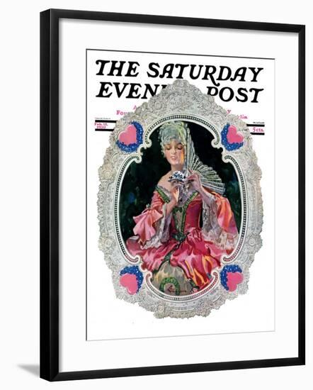 "Lace Valentine," Saturday Evening Post Cover, February 15, 1930-Elbert Mcgran Jackson-Framed Giclee Print