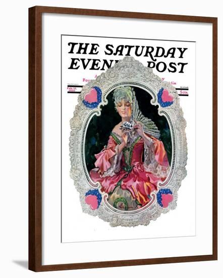 "Lace Valentine," Saturday Evening Post Cover, February 15, 1930-Elbert Mcgran Jackson-Framed Giclee Print