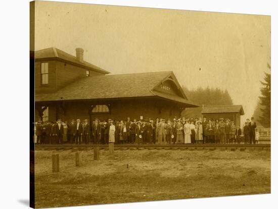 Lacey Depot, Waiting for Taft (1909)-null-Stretched Canvas