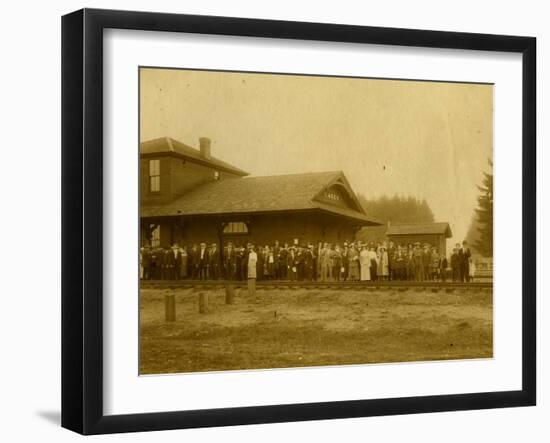 Lacey Depot, Waiting for Taft (1909)-null-Framed Giclee Print