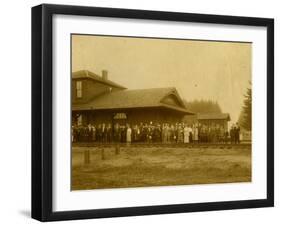 Lacey Depot, Waiting for Taft (1909)-null-Framed Giclee Print