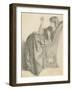 Lachesis: Study of Jane Morris Seated in a Chair Sewing, 1860s-Dante Gabriel Charles Rossetti-Framed Giclee Print