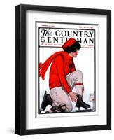 "Lacing Her Skates," Country Gentleman Cover, January 10, 1925-Remington Schuyler-Framed Premium Giclee Print