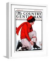 "Lacing Her Skates," Country Gentleman Cover, January 10, 1925-Remington Schuyler-Framed Giclee Print