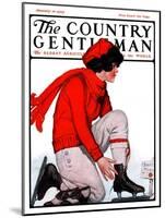 "Lacing Her Skates," Country Gentleman Cover, January 10, 1925-Remington Schuyler-Mounted Giclee Print