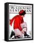 "Lacing Her Skates," Country Gentleman Cover, January 10, 1925-Remington Schuyler-Framed Stretched Canvas