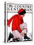 "Lacing Her Skates," Country Gentleman Cover, January 10, 1925-Remington Schuyler-Stretched Canvas