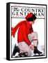 "Lacing Her Skates," Country Gentleman Cover, January 10, 1925-Remington Schuyler-Framed Stretched Canvas
