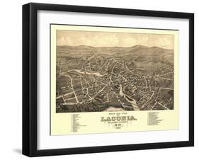 Laconia, New Hampshire - Panoramic Map-Lantern Press-Framed Art Print