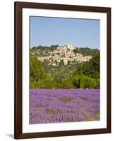 Lacoste and Lavender Fields, Luberon, Vaucluse Provence, France-Doug Pearson-Framed Photographic Print