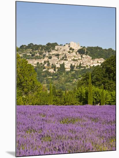 Lacoste and Lavender Fields, Luberon, Vaucluse Provence, France-Doug Pearson-Mounted Photographic Print