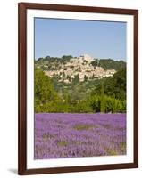 Lacoste and Lavender Fields, Luberon, Vaucluse Provence, France-Doug Pearson-Framed Photographic Print