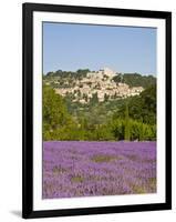 Lacoste and Lavender Fields, Luberon, Vaucluse Provence, France-Doug Pearson-Framed Photographic Print