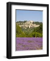 Lacoste and Lavender Fields, Luberon, Vaucluse Provence, France-Doug Pearson-Framed Premium Photographic Print