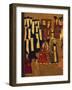 Lacquered Cardboard Book Cover Depicting Travelers Arriving at Caravanserai-null-Framed Giclee Print