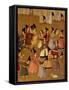 Lacquered Cardboard Book Cover Depicting Travelers Arriving at Caravanserai-null-Framed Stretched Canvas