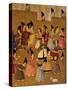 Lacquered Cardboard Book Cover Depicting Travelers Arriving at Caravanserai-null-Stretched Canvas