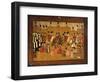 Lacquered Cardboard Book Cover Depicting Travelers Arriving at Caravanserai-null-Framed Giclee Print