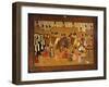 Lacquered Cardboard Book Cover Depicting Travelers Arriving at Caravanserai-null-Framed Giclee Print