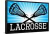 Lacrosse Blue Sports Poster Print-null-Framed Poster