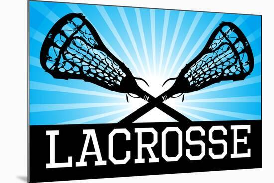 Lacrosse Blue Sports Poster Print-null-Mounted Poster