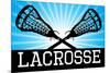 Lacrosse Blue Sports Poster Print-null-Mounted Poster