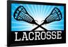 Lacrosse Blue Sports Poster Print-null-Framed Poster