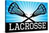 Lacrosse Blue Sports Poster Print-null-Stretched Canvas