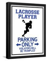 Lacrosse Player Parking Only Sign Poster-null-Framed Poster