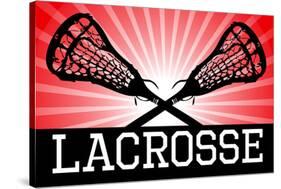 Lacrosse Red Sports Poster Print-null-Stretched Canvas