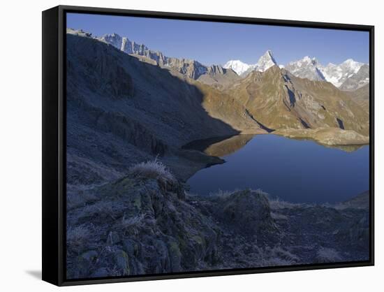 Lacs de Fenetre, Mont Blanc, Grand Jorasses, Val Ferret, Valais, Switzerland-Michael Jaeschke-Framed Stretched Canvas