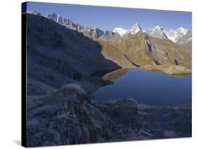 Lacs de Fenetre, Mont Blanc, Grand Jorasses, Val Ferret, Valais, Switzerland-Michael Jaeschke-Stretched Canvas