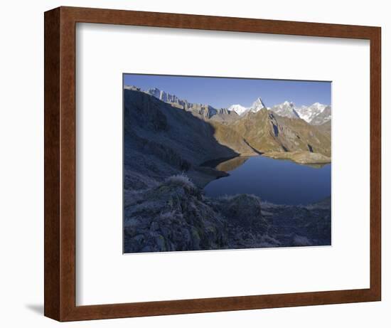 Lacs de Fenetre, Mont Blanc, Grand Jorasses, Val Ferret, Valais, Switzerland-Michael Jaeschke-Framed Photographic Print