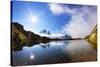 Lacs Des Cheserys with Clouds Surrounding Aiguille Vert, Haute Savoie, France, September 2008-Frank Krahmer-Stretched Canvas