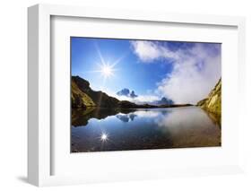 Lacs Des Cheserys with Clouds Surrounding Aiguille Vert, Haute Savoie, France, September 2008-Frank Krahmer-Framed Photographic Print