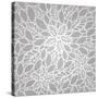 Lacy Silver Leaves and Flowers-Lina_S-Stretched Canvas