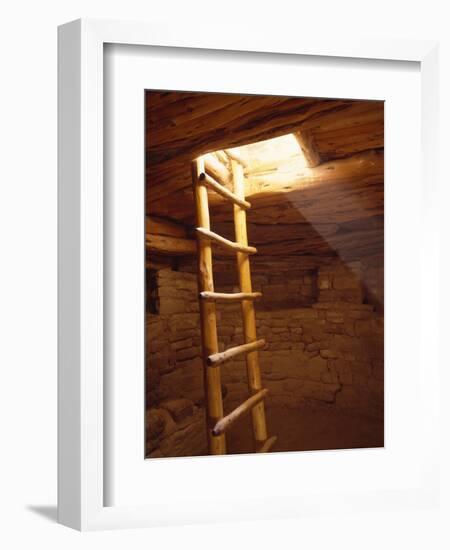 Ladder in a Kiva in Mesa Verde National Park, Colorado-Greg Probst-Framed Photographic Print
