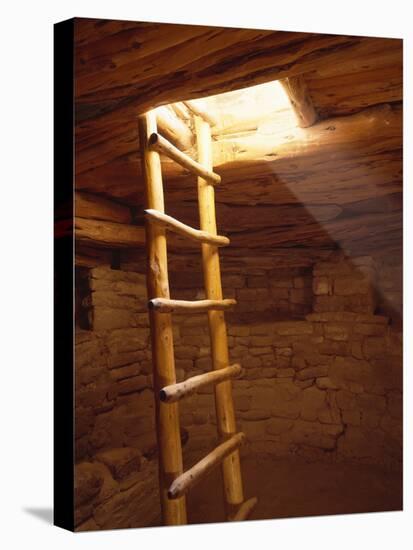 Ladder in a Kiva in Mesa Verde National Park, Colorado-Greg Probst-Stretched Canvas